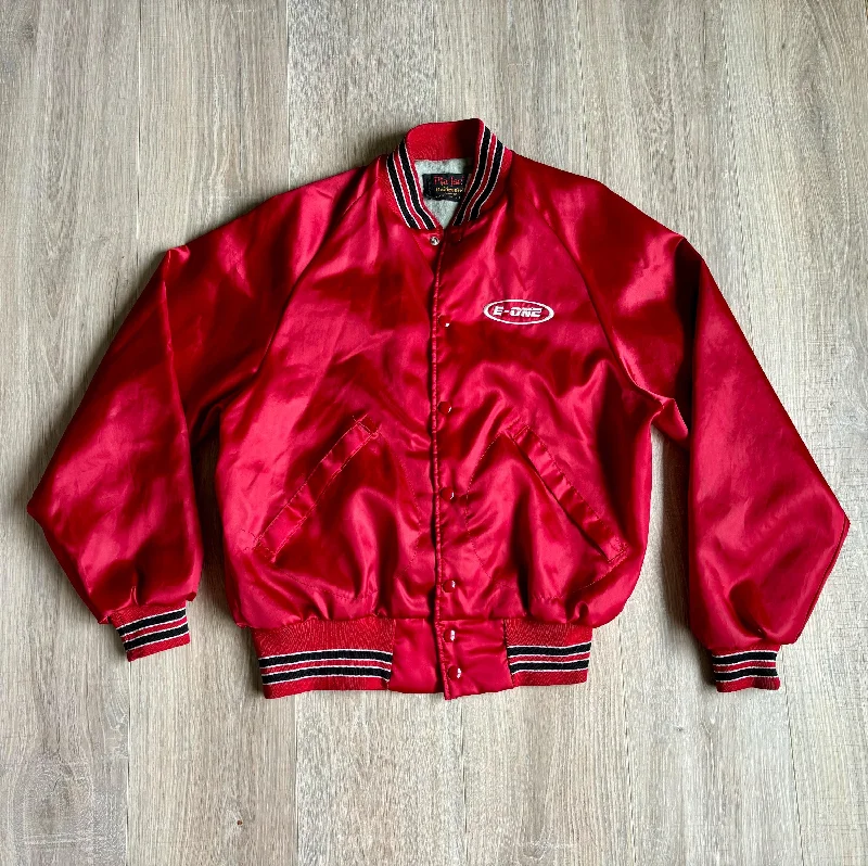 Vintage 80s Red Satin Windbreaker/ Bomber Jacket (Medium)