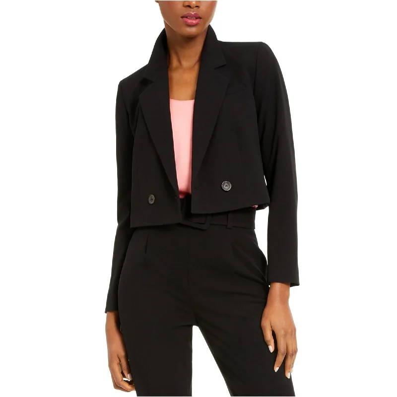 bar III Womens Solid Double Breasted Blazer Jacket, Black, 0