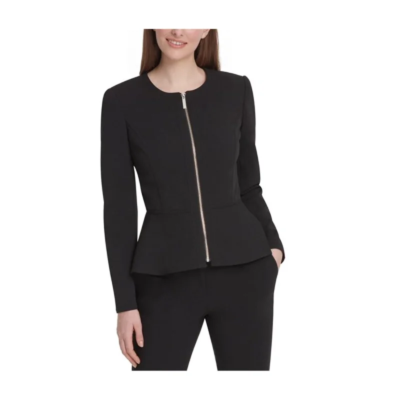 DKNY Womens Solid Blazer Jacket, Black, 12