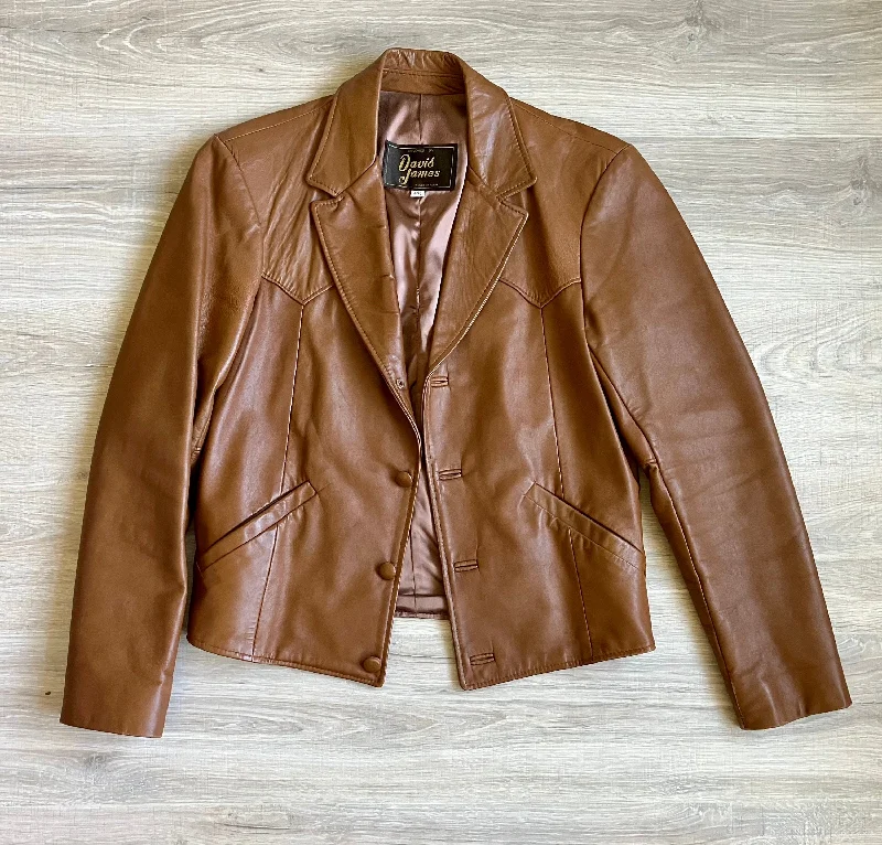 Vintage 70s Brown Leather Western Sport Coat (Medium - 40R)