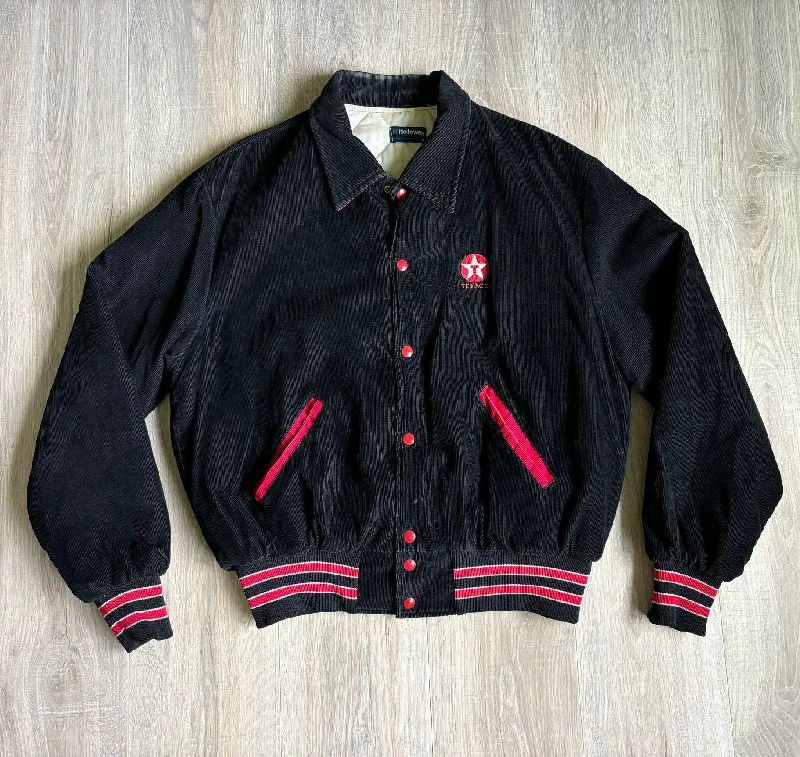 Large - Vintage 80s Texaco Gas/Oil Corduroy Bomber Jacket