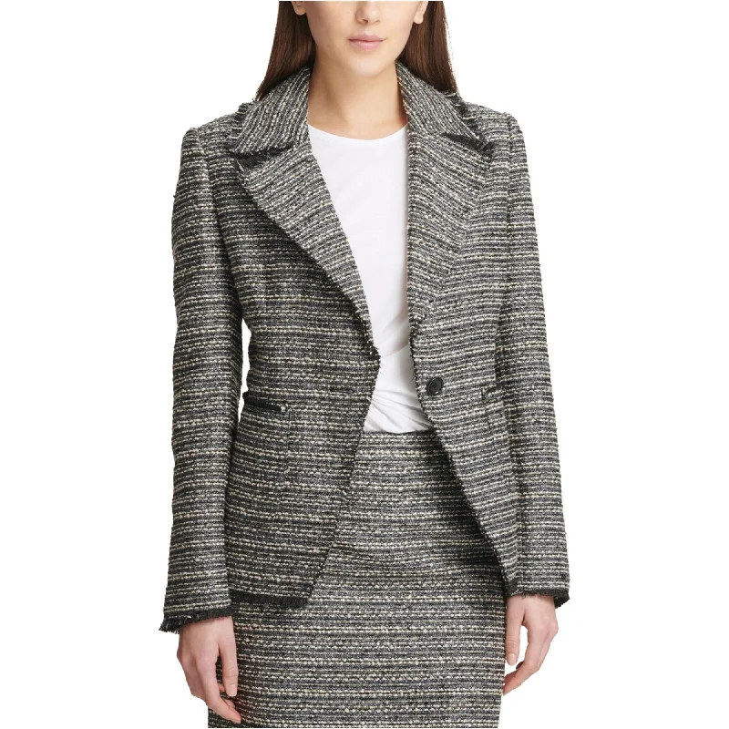 DKNY Womens Boucle One Button Blazer Jacket, Multicoloured, 0