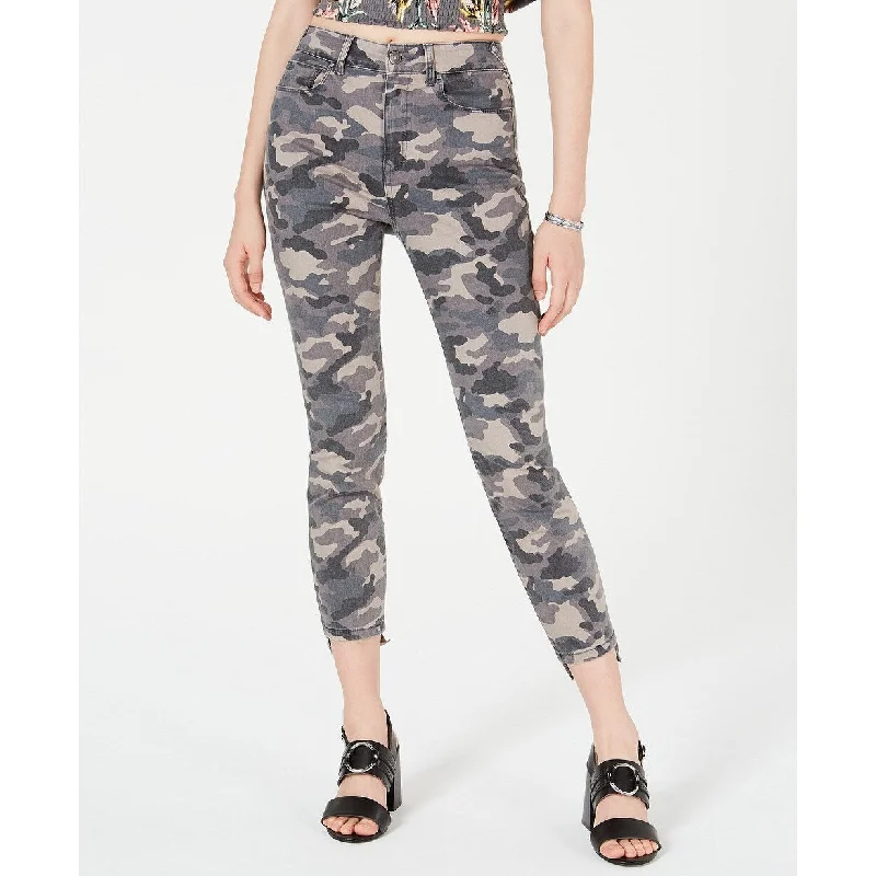 Rewash Juniors' Camo Cropped Skinny Jeans Gray Size 1