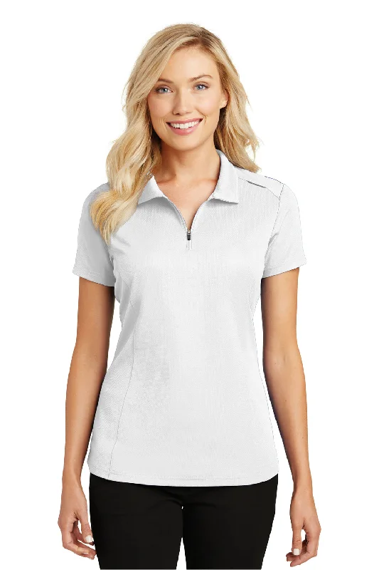 Port Authority Womens Moisture Wicking Short Sleeve Polo Shirt - White - Closeout