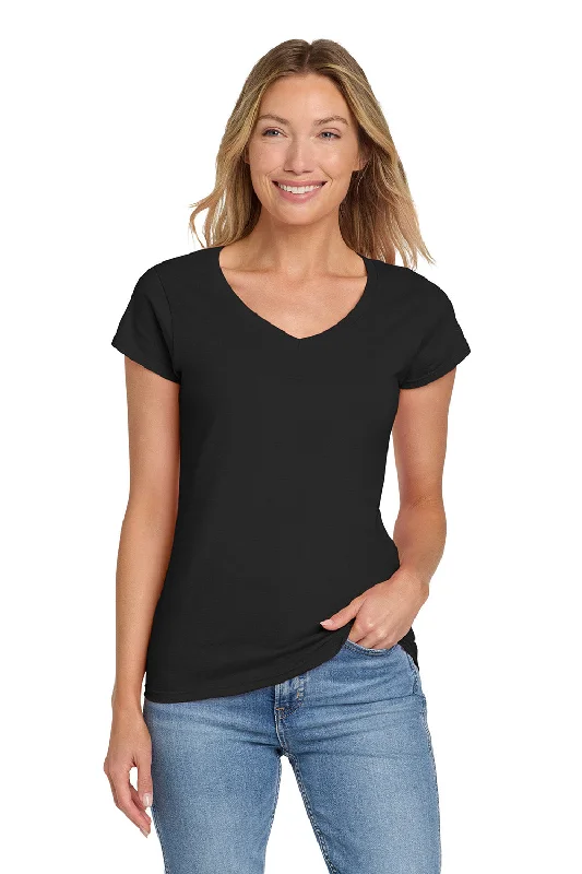 Gildan Womens Softstyle Short Sleeve V-Neck T-Shirt - Black