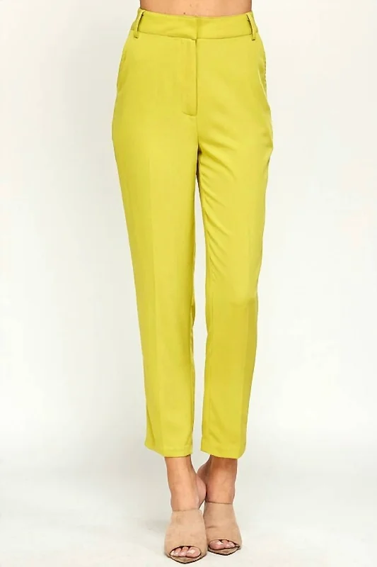 Lime High Waisted Pants In Lime Green