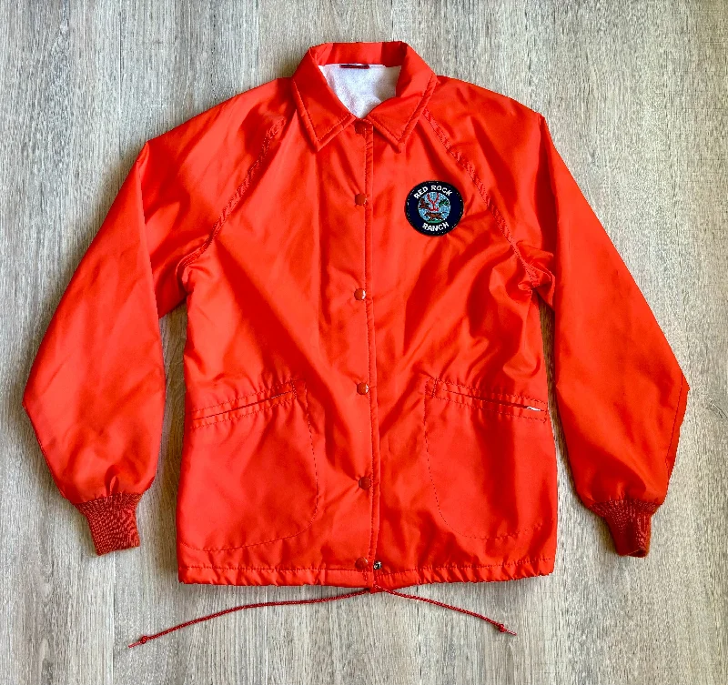 Vintage 80s Red Rock Ranch Hunters Orange Windbreaker Jacket (Sm / Med)