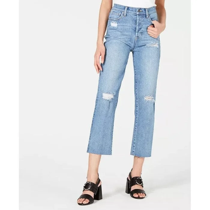 Kendall + Kylie Women's Ripped Cropped Jeans Blue Size 24