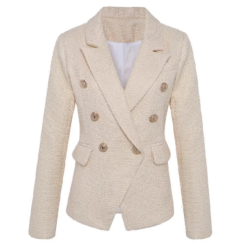 Women Blazer, Double Breasted Blazer, Beige