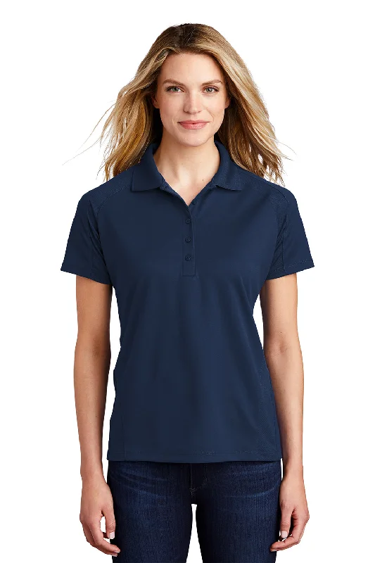 Sport-Tek Womens Dri-Mesh Moisture Wicking Short Sleeve Polo Shirt - Navy Blue