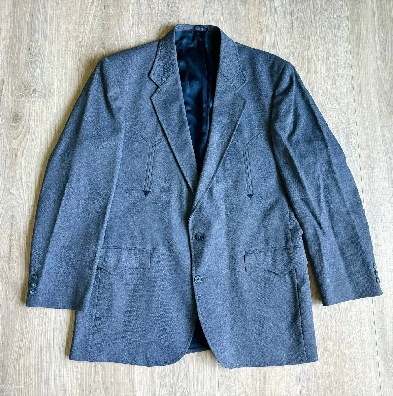 Vintage 80s Blue/Gray Western Sport Coat / Blazer (42R Chest)