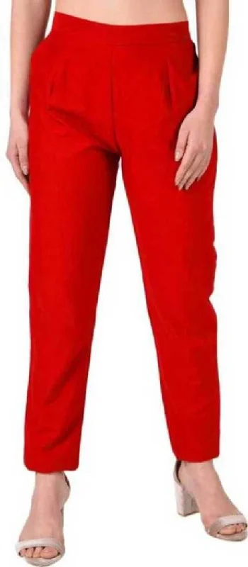 Stylish Cotton Flex Solid Straight Pant For Women