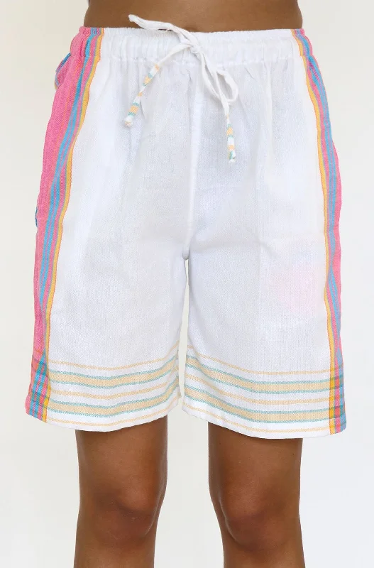 Kikoy Long Shorts | White/Pink