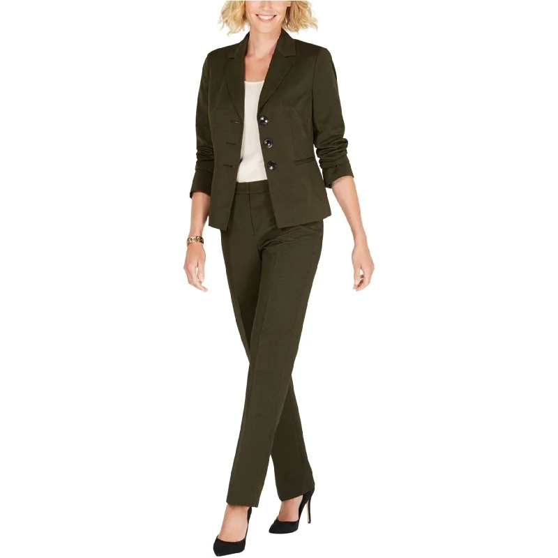 Le Suit Womens Striped Three Button Blazer Jacket, Green, 6