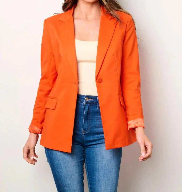 Long Sleeves Blazer In Orange