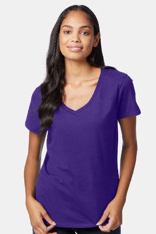 Hanes Womens Nano-T Short Sleeve V-Neck T-Shirt - Purple