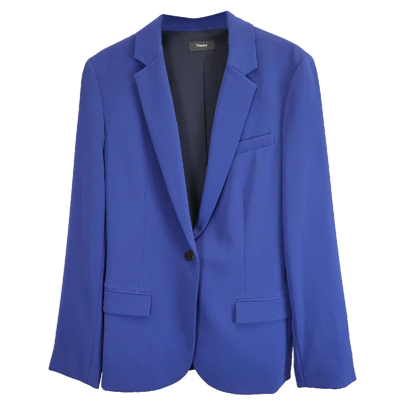 Theory Crepe Blazer in Blue Triacetate