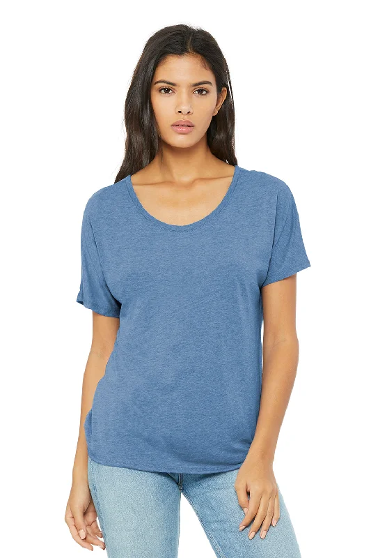 Bella + Canvas Womens Slouchy Short Sleeve Wide Neck T-Shirt - Blue Triblend