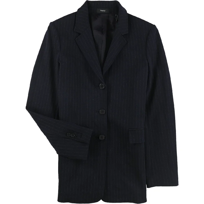 Theory Womens Pinstripe Three Button Blazer Jacket