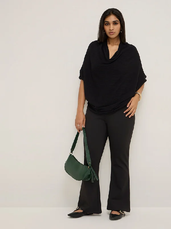 Gia Black Bootcut High-Rise Trousers