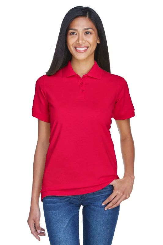 UltraClub Womens Classic Short Sleeve Polo Shirt - Red - Closeout