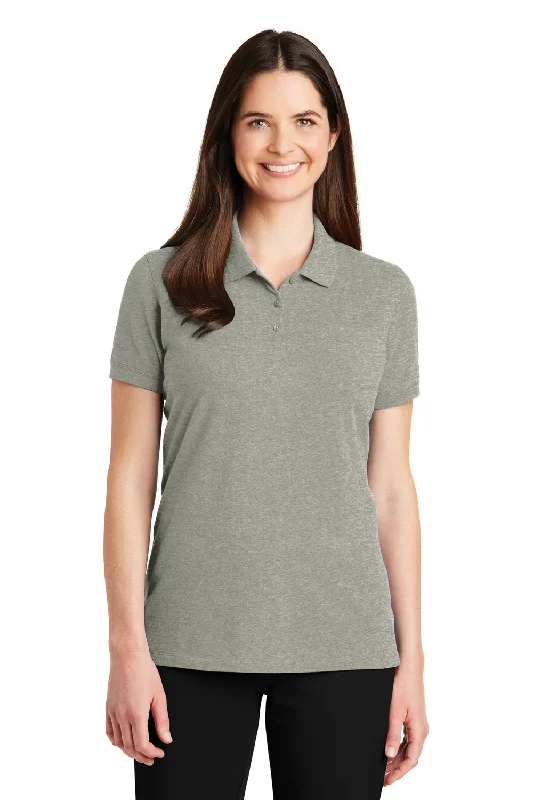 Port Authority Womens Wrinkle Resistant Short Sleeve Polo Shirt - Heather Oxford Grey - Closeout