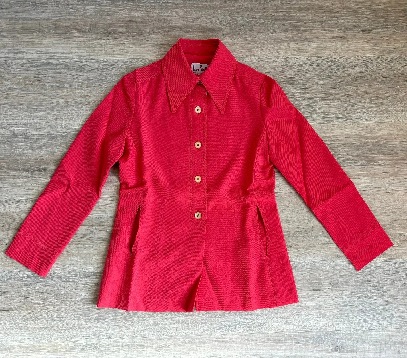 Small - Vintage 70s Pink Polyester Leisure Jacket