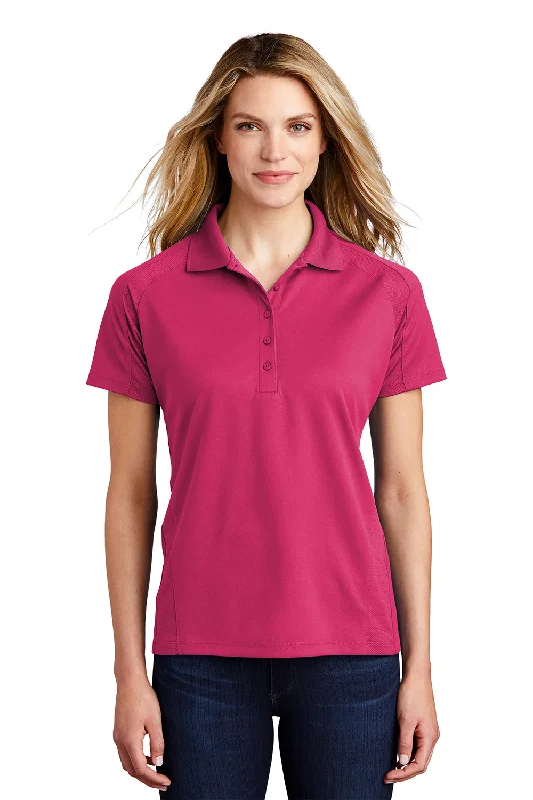 Sport-Tek Womens Dri-Mesh Moisture Wicking Short Sleeve Polo Shirt - Raspberry Pink