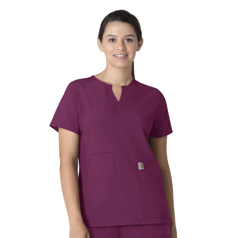 Carhartt Force Essentials Women's Notch Neck Tunic Scrub Top - Wine