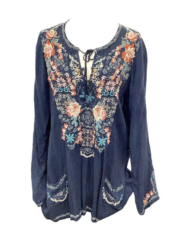 Johnny Was Women's Blouse Navy L