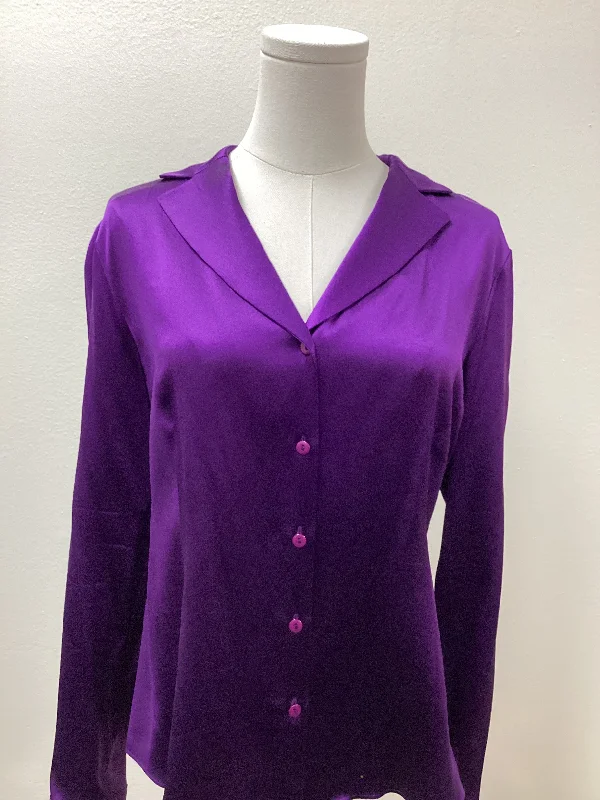 Lafayette 148 Womens Blouse Purple Size 8