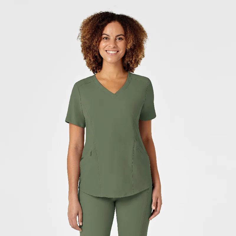 RENEW Women's V-Neck Scrub Top - Olive