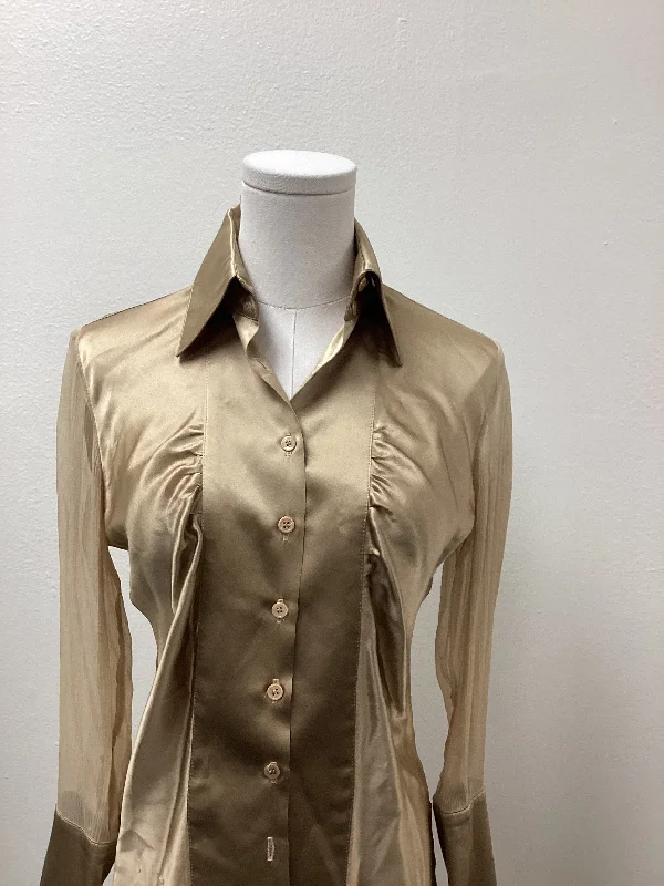 Vertigo Womens Blouse Gold Size S