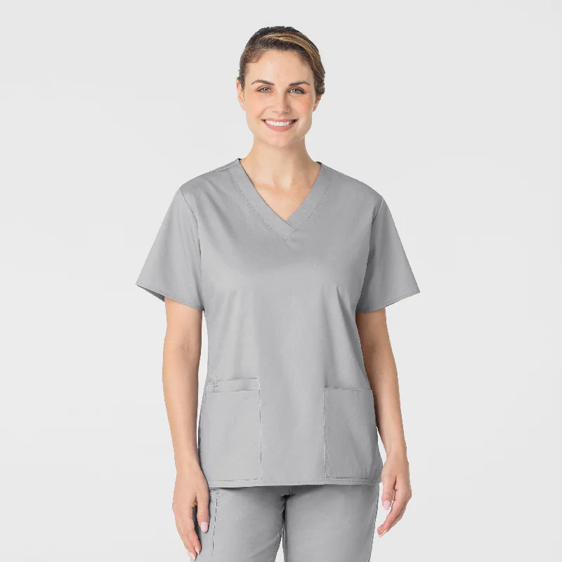 WonderWORK Women's V-Neck Scrub Top - Grey