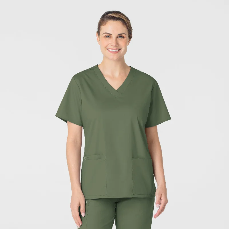 WonderWORK Women's V-Neck Scrub Top - Olive