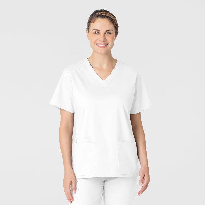 WonderWORK Women's V-Neck Scrub Top - White