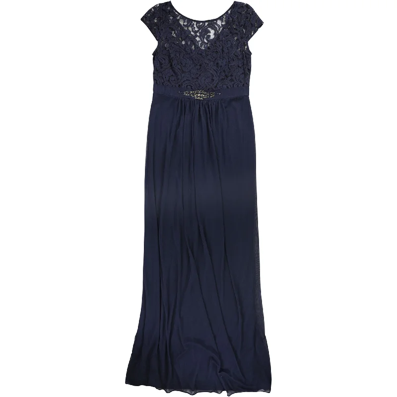 Adrianna Papell Womens Embellished Gown Dress, Blue, 6