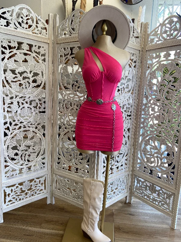 Hot Pink Cutout Mini Dress