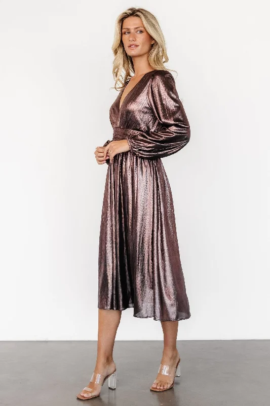 Aisha Shimmer Dress | Bronze