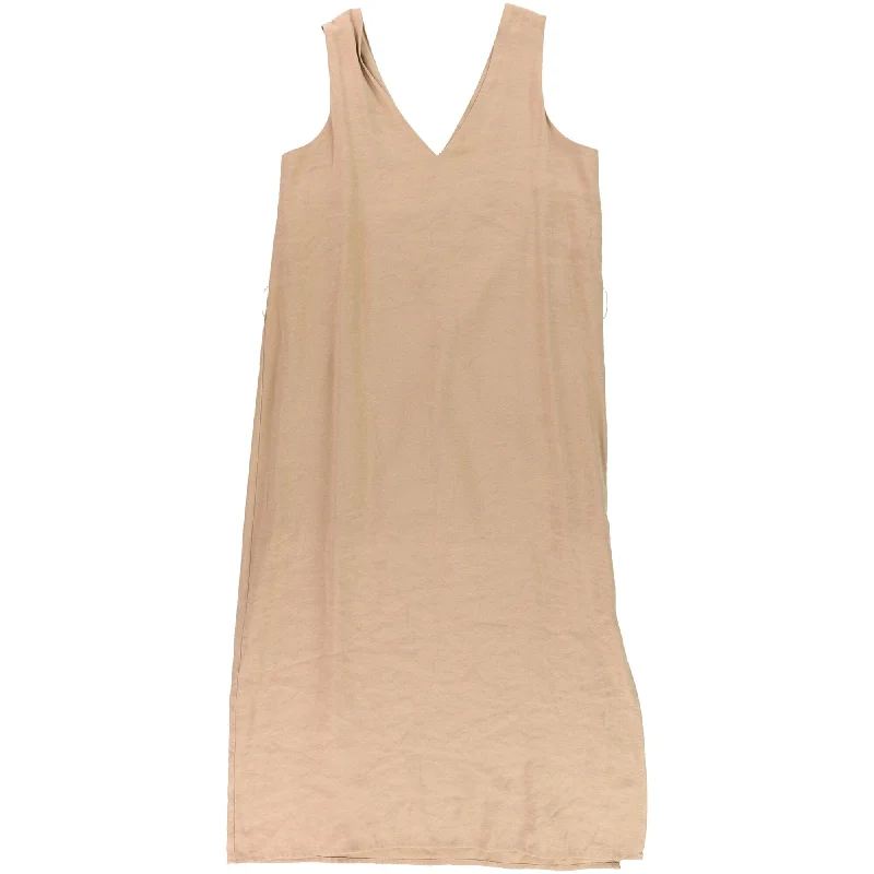 J.O.A. Womens Solid A-line Dress, Beige, Small