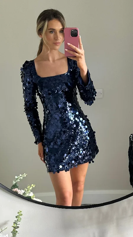 Lois Navy Sequin Mini Dress