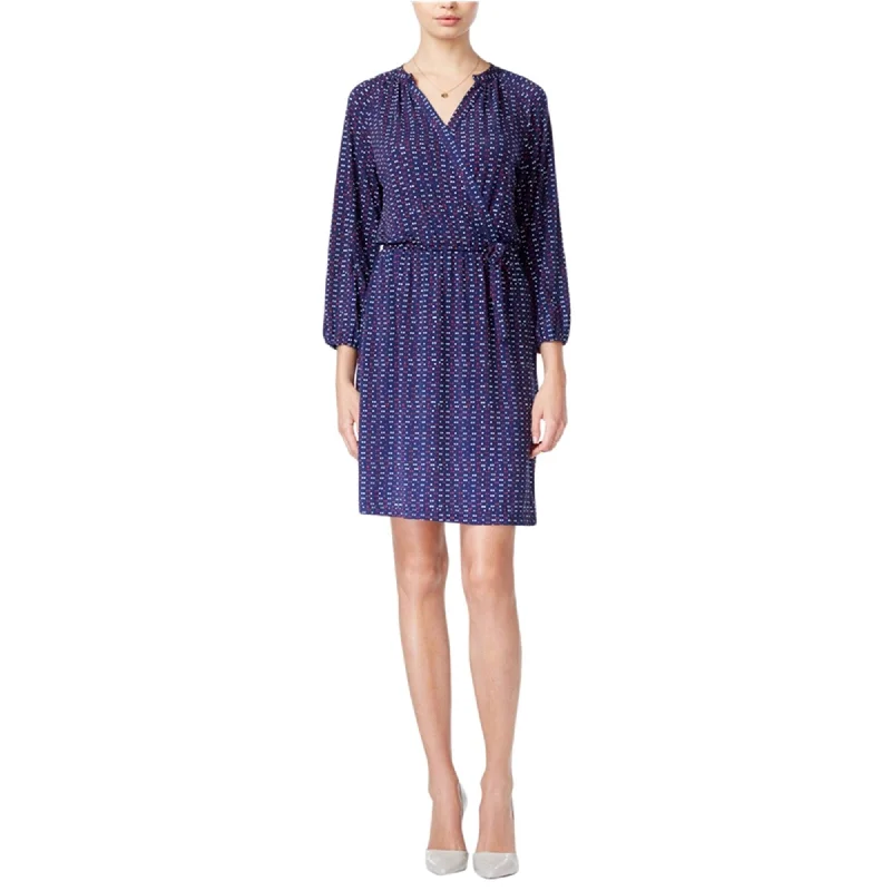 maison Jules Womens Dot-Print Wrap A-line Dress, Blue, XX-Small