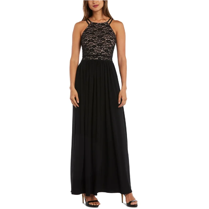 Nightway Womens Lace-Top A-Line Gown Dress