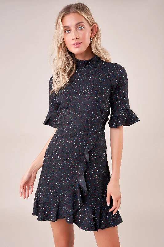 Reece Star Print Open Back Mock Neck Dress